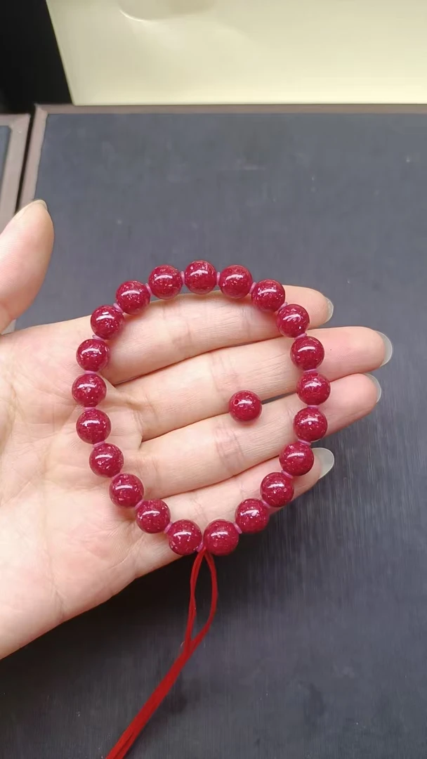 含辰砂工艺品晶体颗粒手串