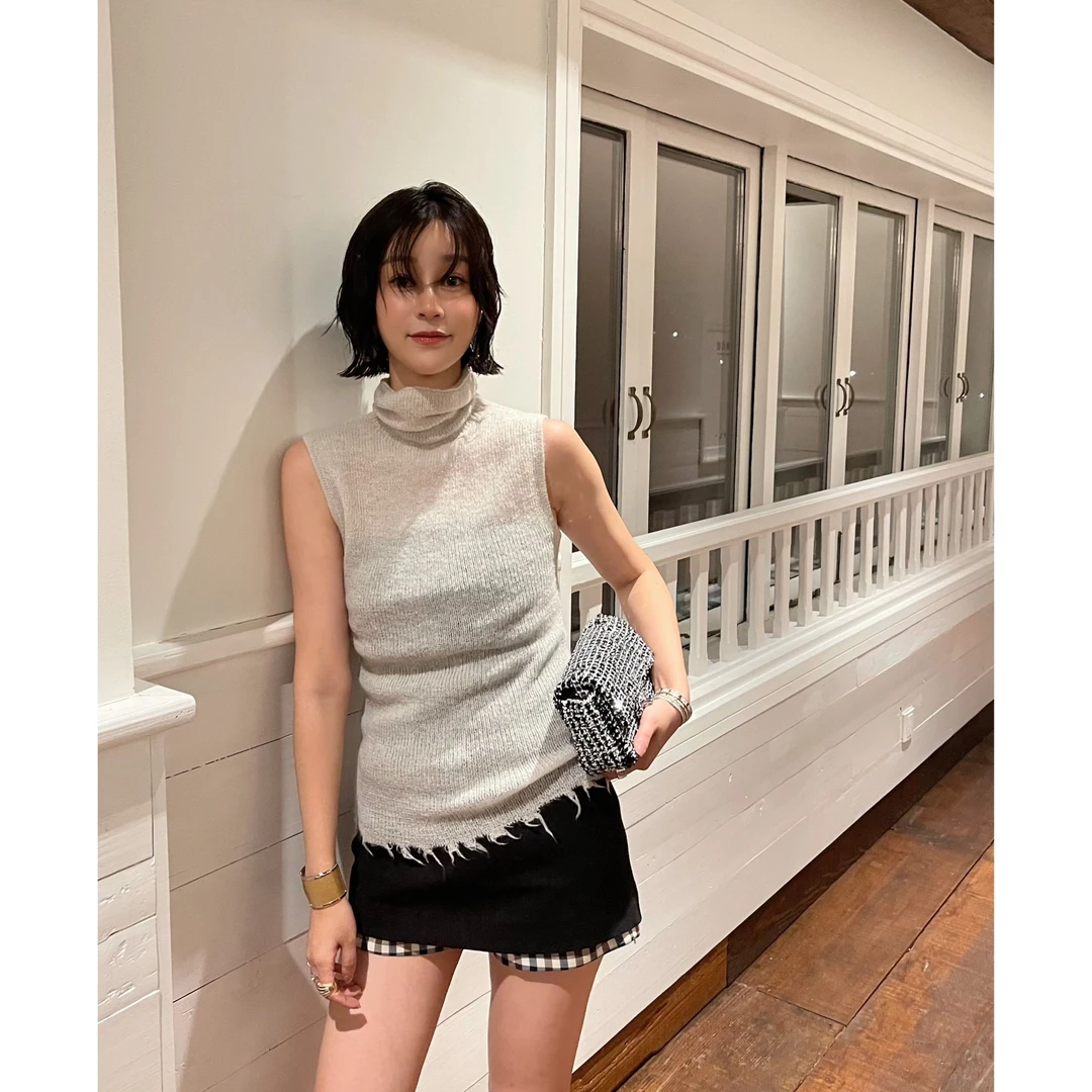 ICEDUST 无袖高领紧身气质时尚百搭针织衫女IINC
