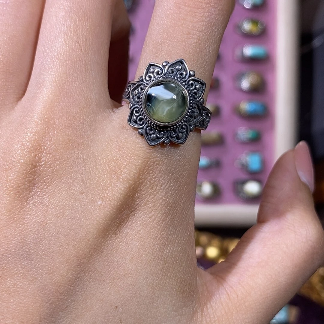 琥珀银S925镶嵌戒指琥珀蜜蜡戒指