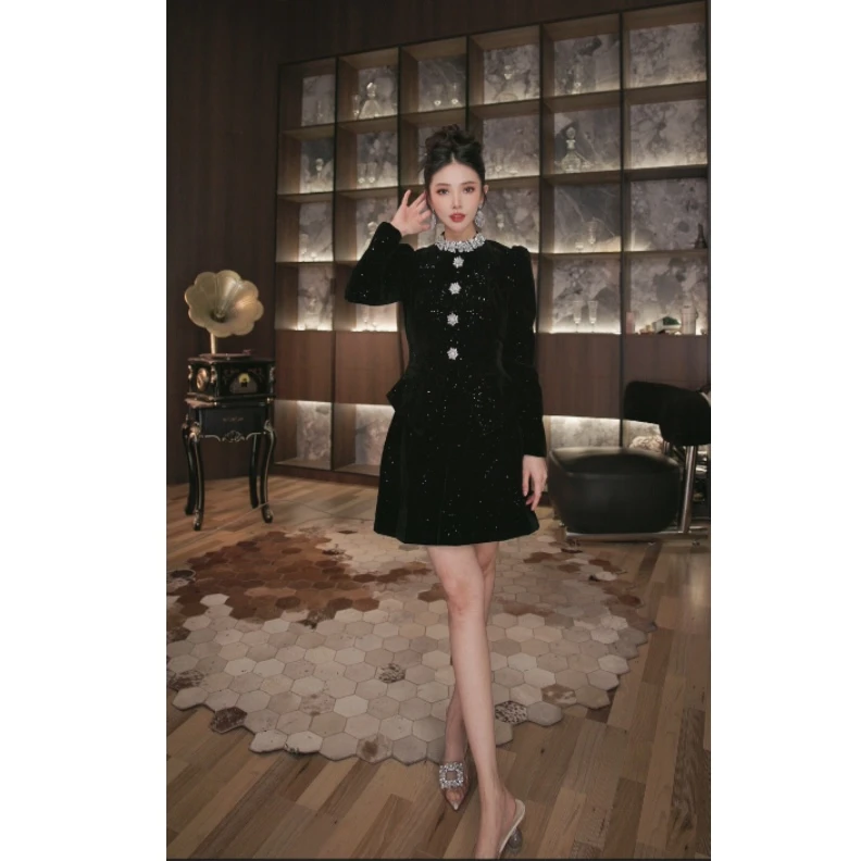 六爻定制 法式气质名媛显瘦优雅时尚连衣裙 15359