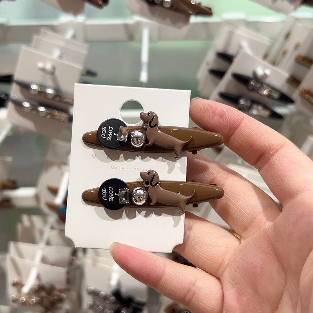 非金属布艺腊肠狗压夹