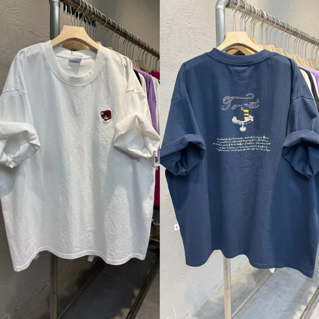 9312夏季新款韩版前女孩后蛋糕印花宽松休闲圆领短袖T恤女