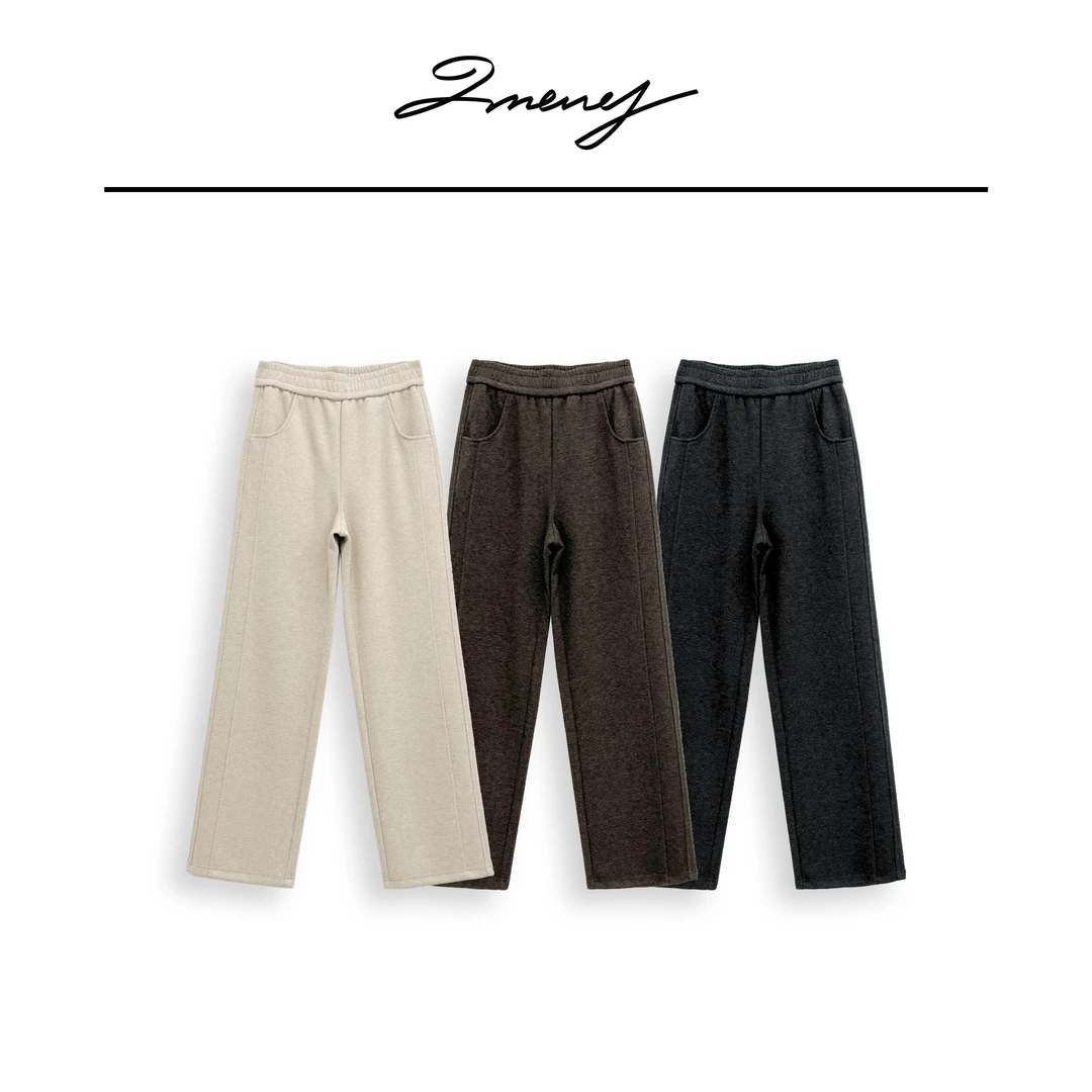 LMENY雪糕暖暖裤~垂感人字纹显瘦绵羊毛直筒窄版阔腿裤24CK035