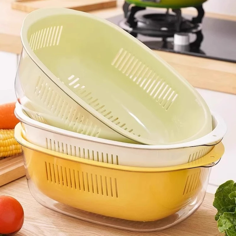 双层洗菜盆沥水篮厨房洗水果滤水神器洗菜篓多功能客厅家用水果盘