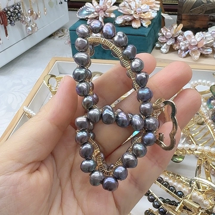 淡水珍珠发饰银S925镶嵌晨*ā