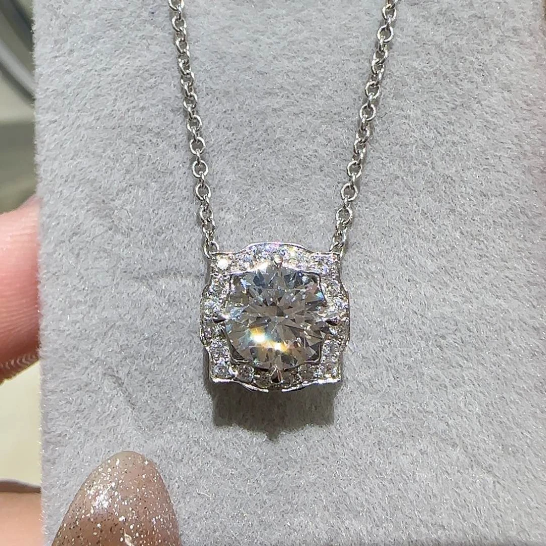 铂Pt950镶嵌实验室培育钻石颈饰贝拉项链1卡孤品福利