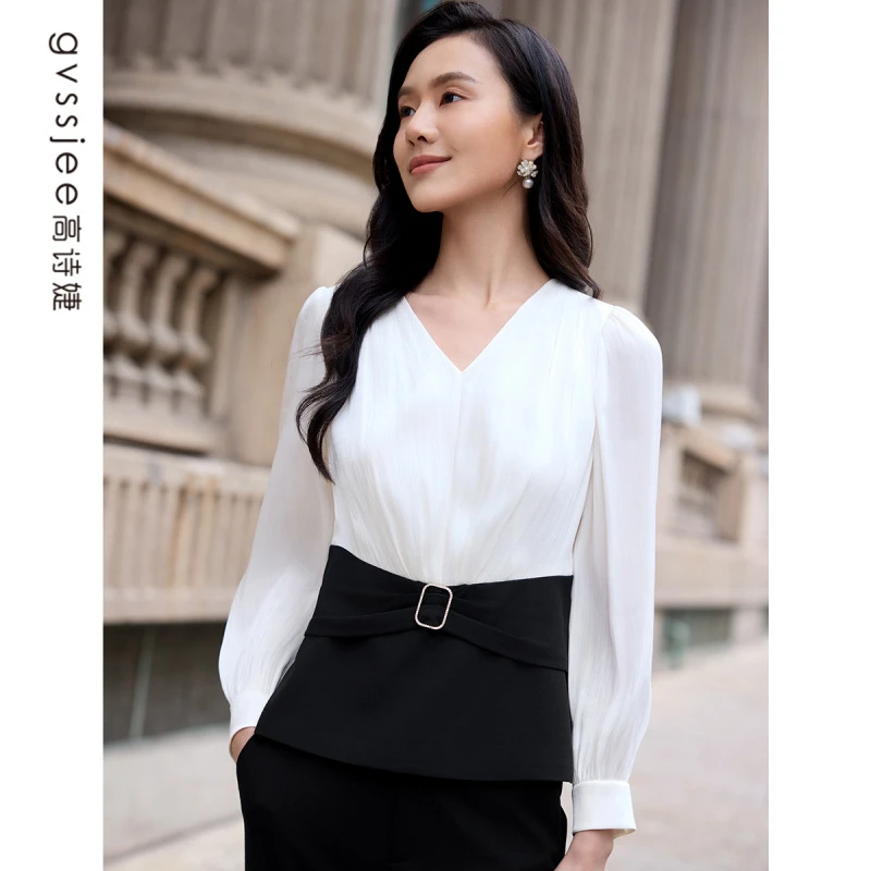 高诗婕新款商场同款减龄洋气撞色小衫261219040-65