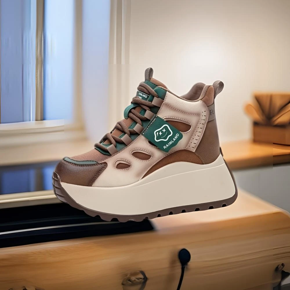 网红款复古高帮休闲运动鞋女2025款新款时尚直播明星同款加绒厚底