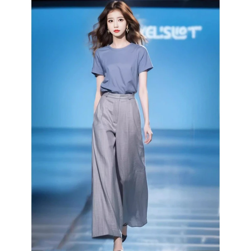 通勤风一整套松弛感穿搭高级感超好看的慵懒风两件套装裤夏季女装