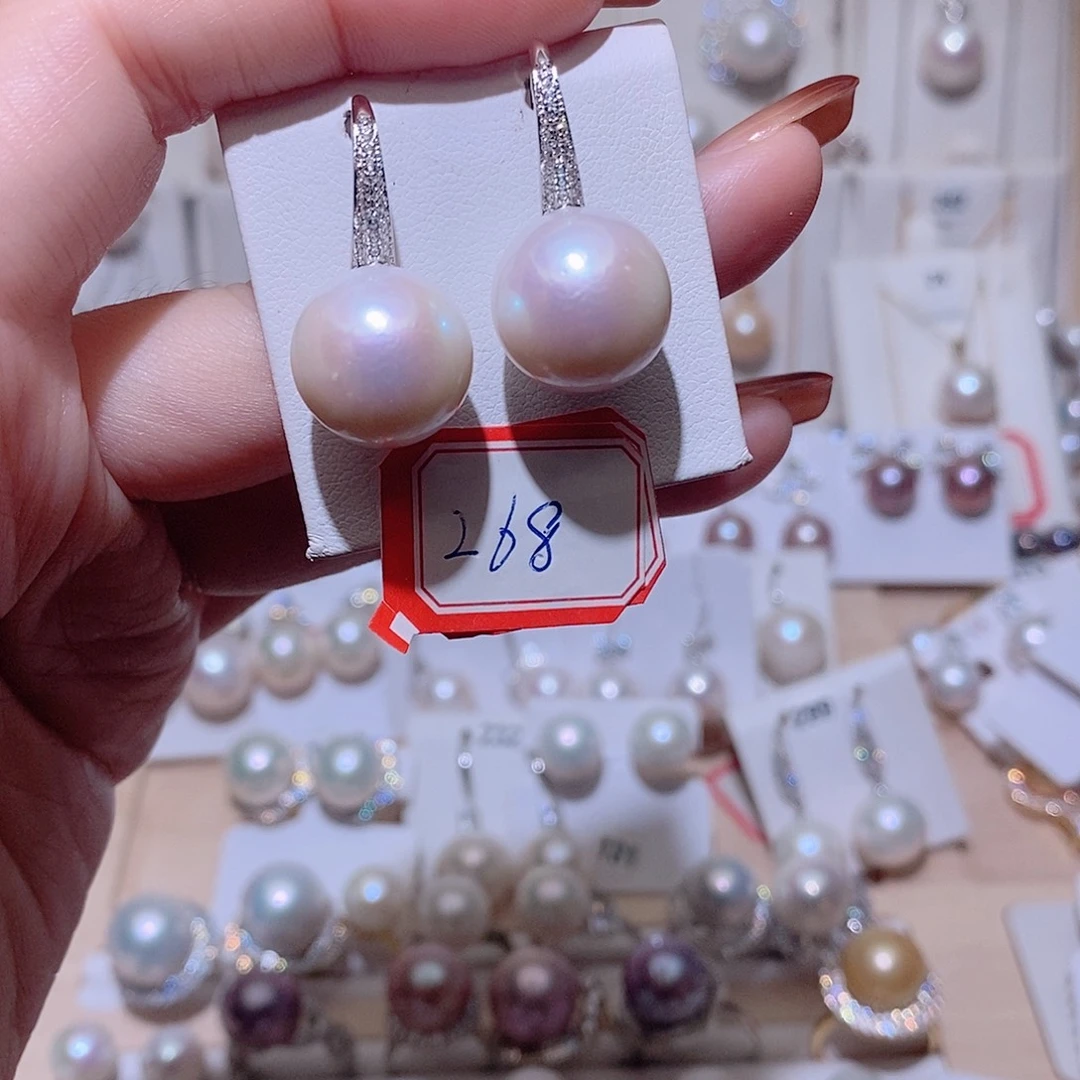 耳饰淡水珍珠银S925镶嵌w