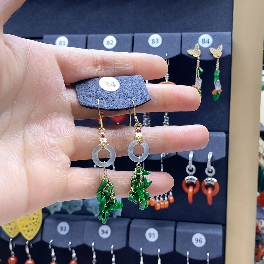 娘***娘翡翠未镶嵌耳饰耳饰