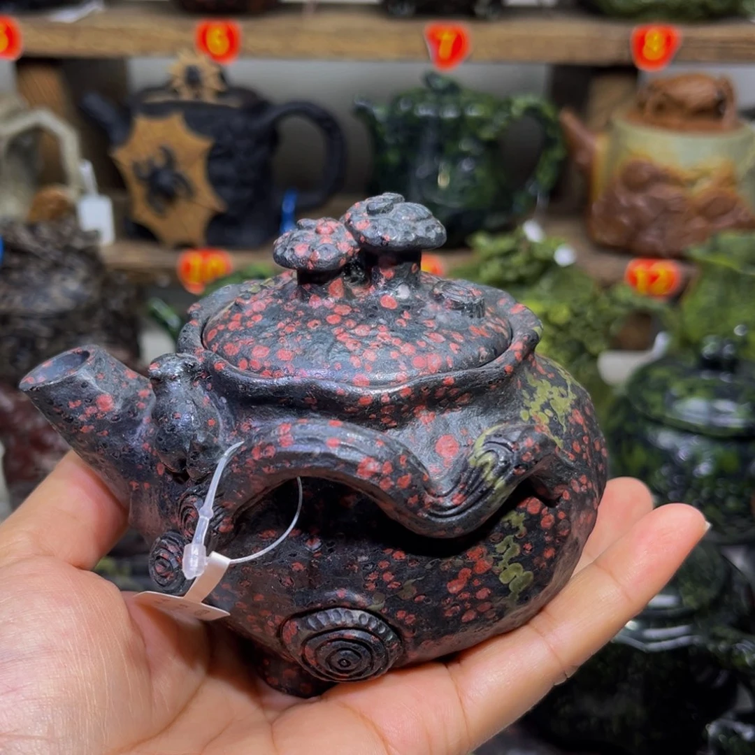 梅花石安山玉精品手抓壶