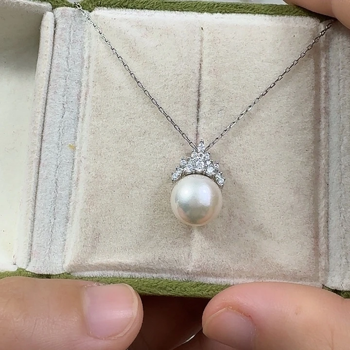 颈饰银S925镶嵌淡水珍珠10-11mm