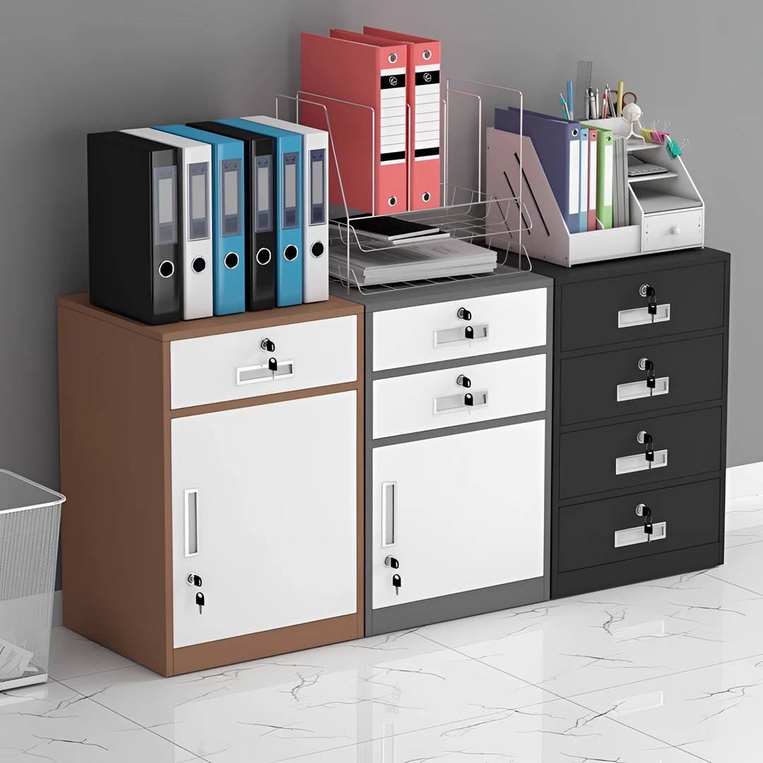 铁皮办公室文件柜钢制档案资料柜财务凭证柜带锁抽屉矮柜储物书柜