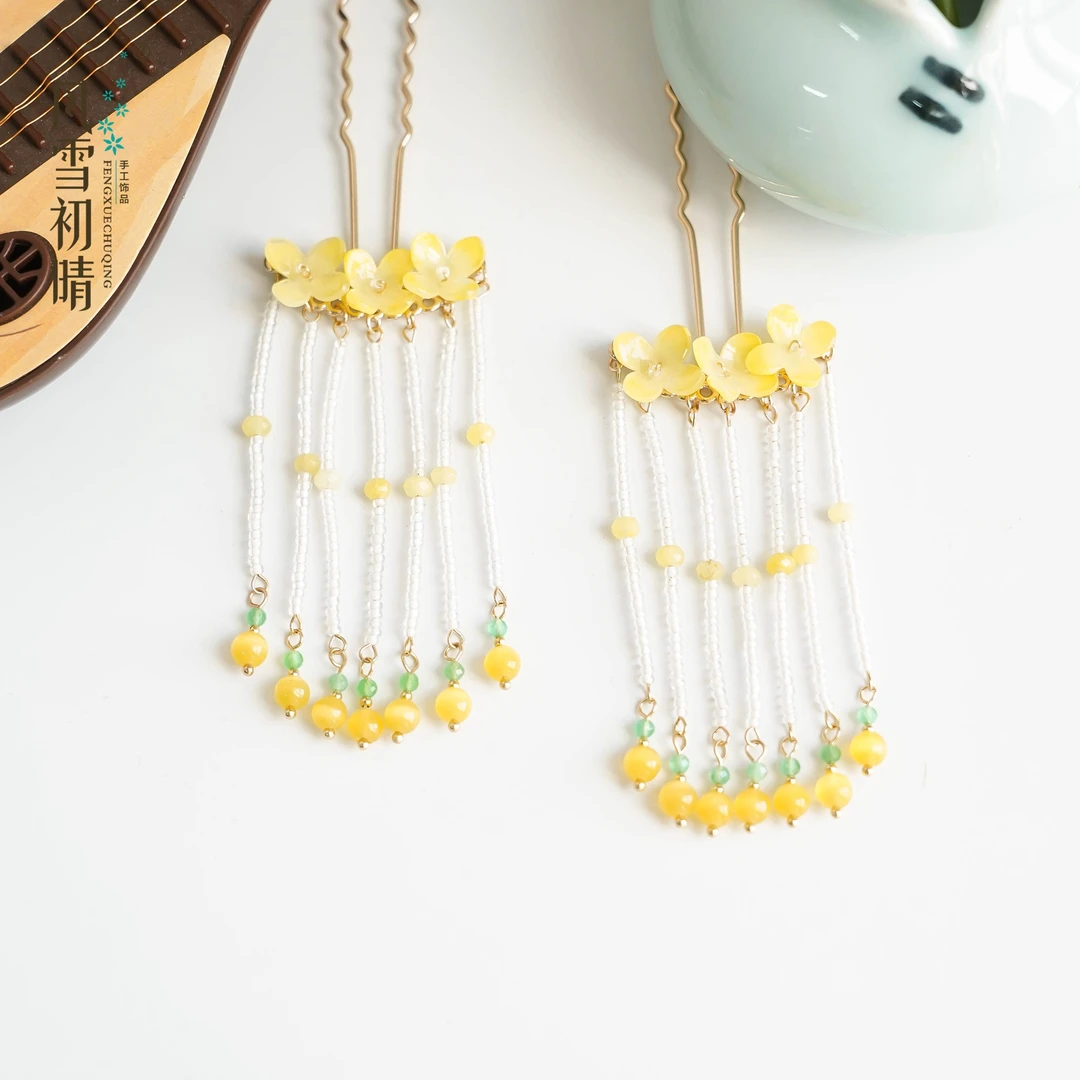 风雪初晴桂花流苏钗发簪原创汉服百搭手工气质复古国国风发饰