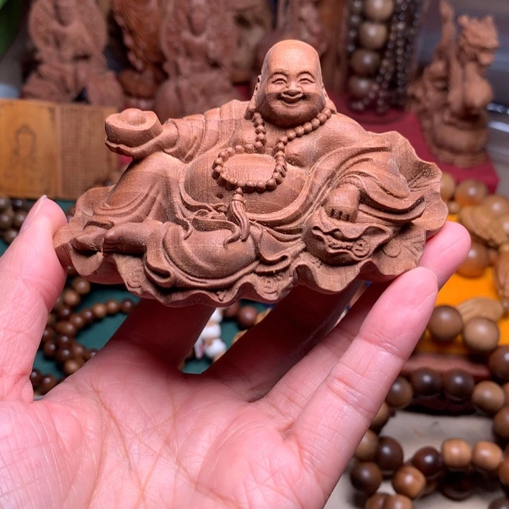 檀香木把件老山檀元宝弥勒