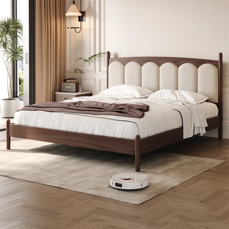 KUKA/顾家家居顾家木艺胡桃木猫抓布简约奶油风家用现代床（床架）