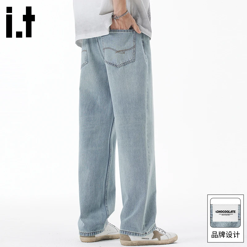 it :CHOCOOLATE莱赛尔牛仔裤男士夏季潮流宽松直筒浅色百搭阔腿裤