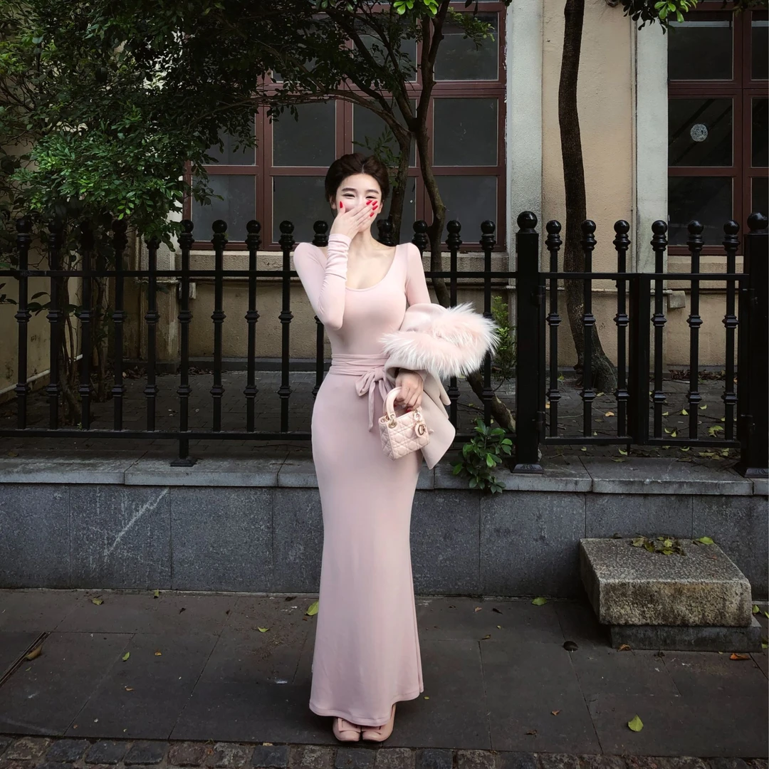 WW原创「温柔乡」显瘦温柔网红修身法式气质小众设计感轻奢连衣裙