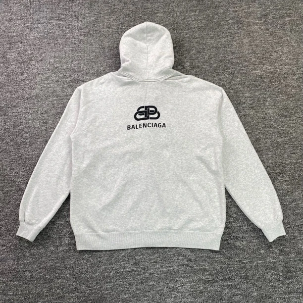 95新 Balenciaga/巴黎世家 1716/灰色logo印花连帽外套/M码/98新