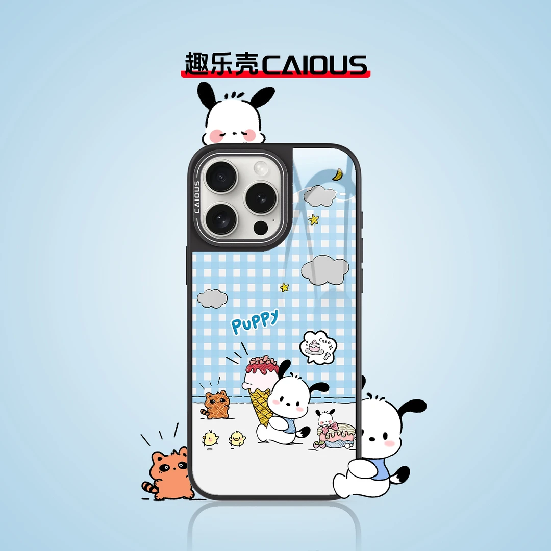 帕恰狗卡通适用iPhone苹果磁吸可爱个性薄款防摔全包鎏金手机壳