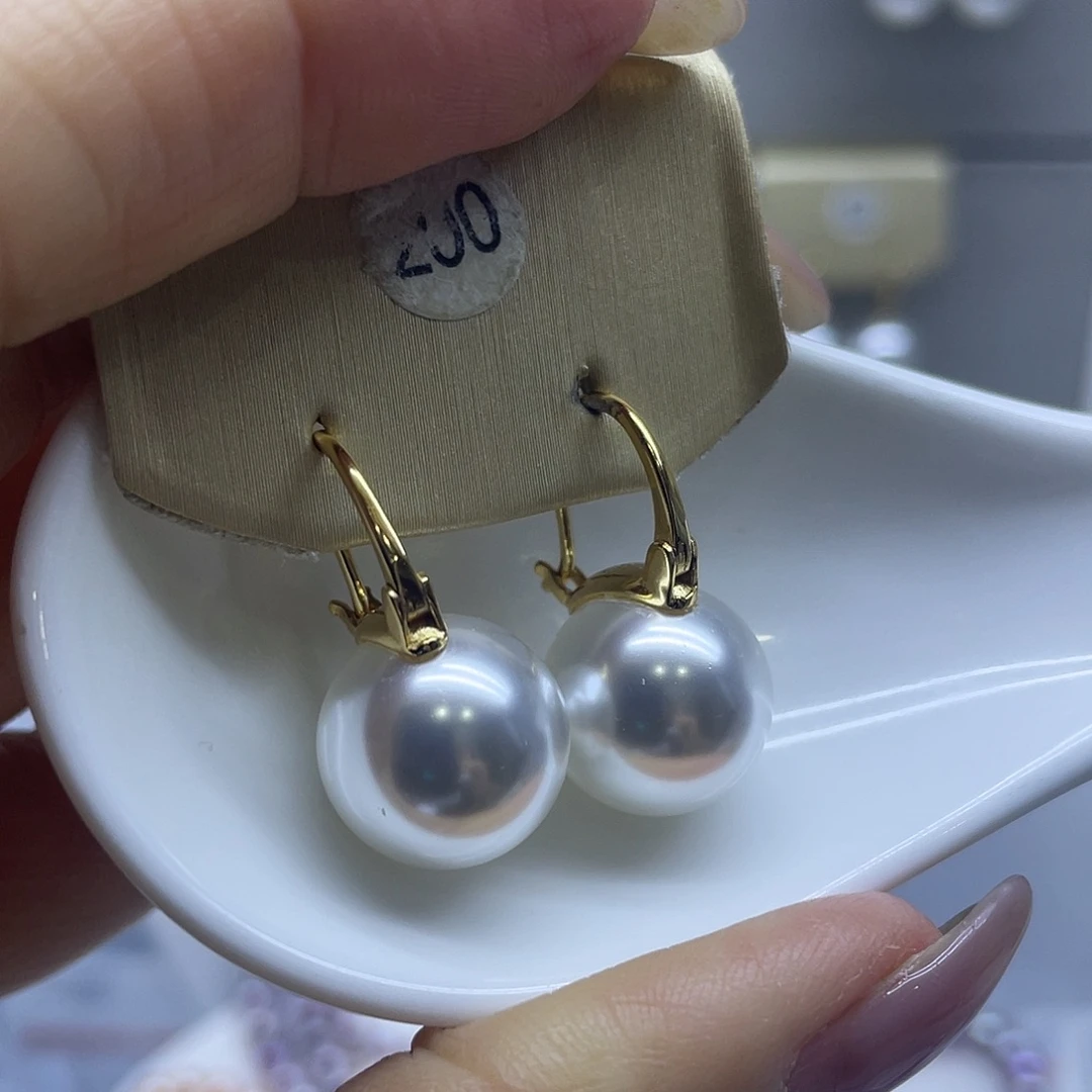 淡水珍珠银S925镶嵌耳饰