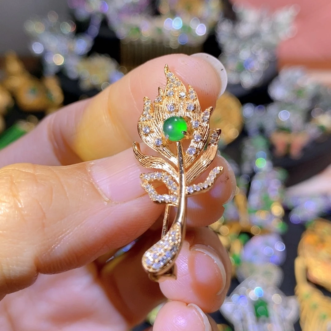 吊坠(不含链)银S925镶嵌翡翠