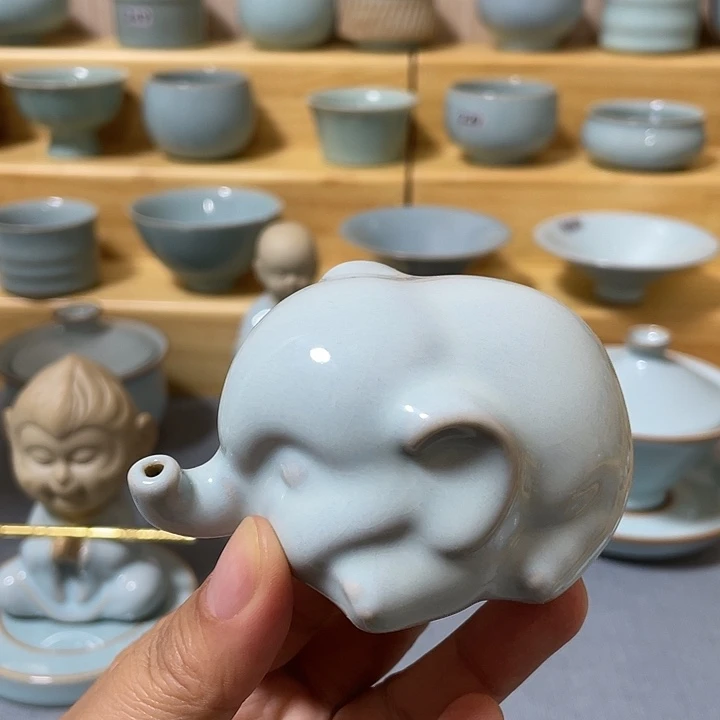 陶瓷杯子微瑕汝瓷平安象