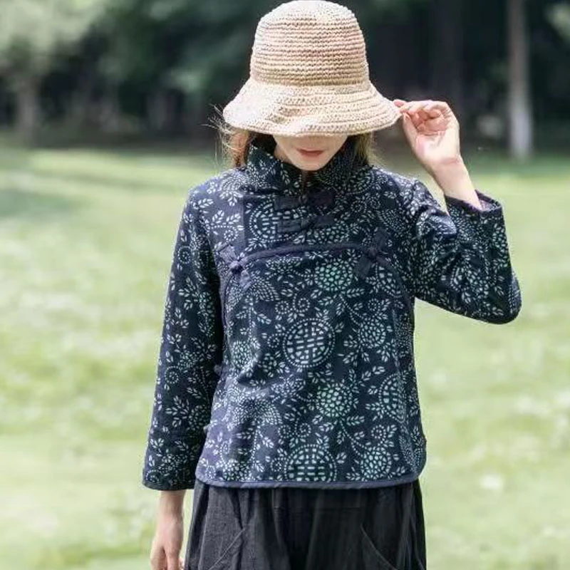 新中式2025新款印花时尚洋气上衣小衫