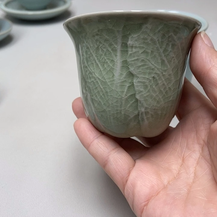 瓷赵琳豆绿支钉百财杯带礼盒