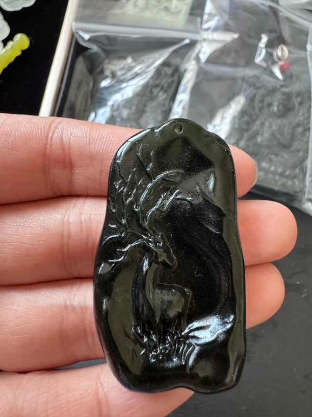 天然岫玉 鹿牌路路通顺