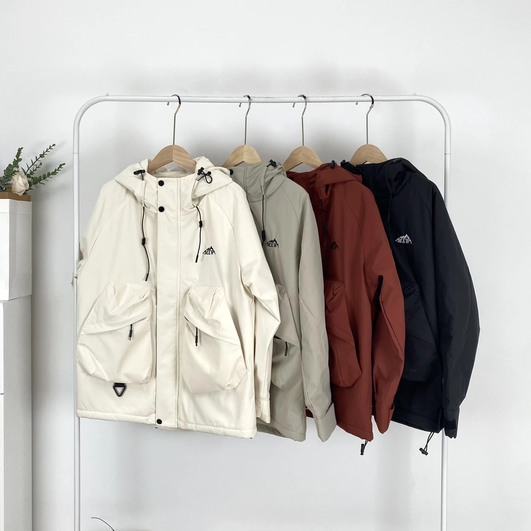 韩版连帽加绒加厚宽松工装外套女2024年冬新款时尚百搭保暖上A81