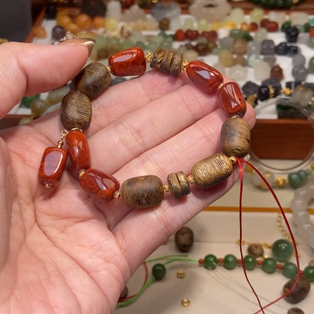 不***发沉香手串沉香南红随形单圈