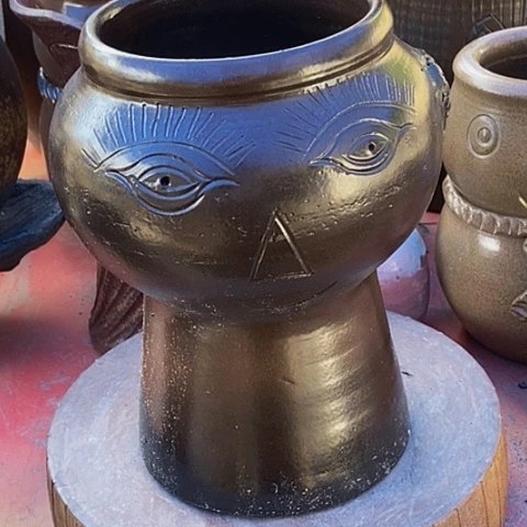 紫砂花盆口15.5高度25手工处理