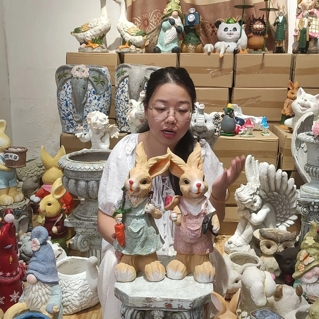 合成树脂树脂胡萝卜兔一对