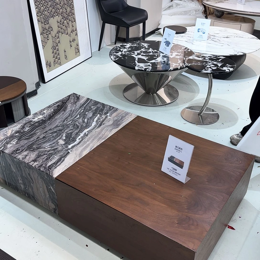 大理石落地烟熏木带抽屉 颜色联系客服 运费自理