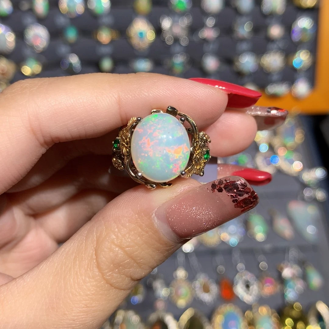 银S925镶嵌欧泊欧泊戒指y