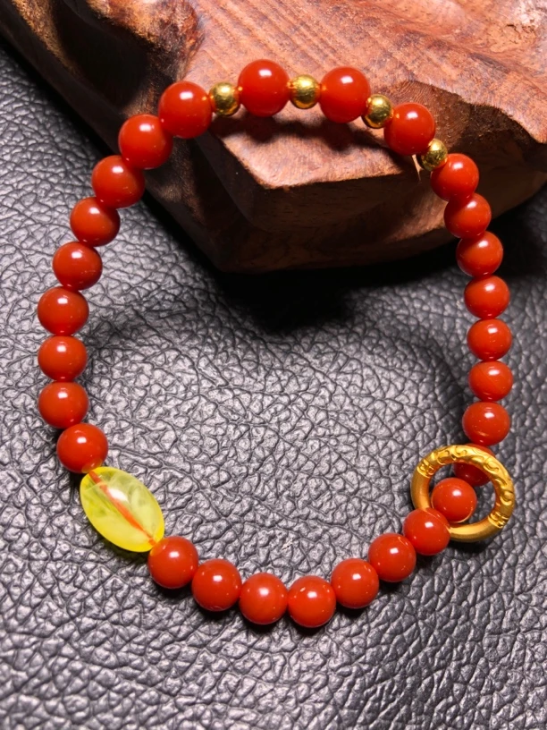 川料，柿子红，百搭时尚DIY手串，百搭时尚