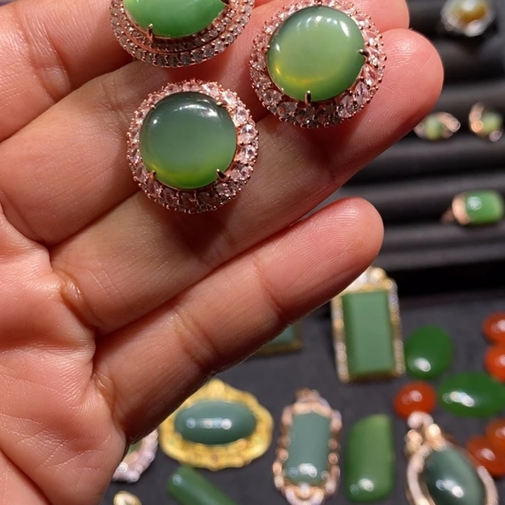 和田玉（碧玉）银S925镶嵌颈饰