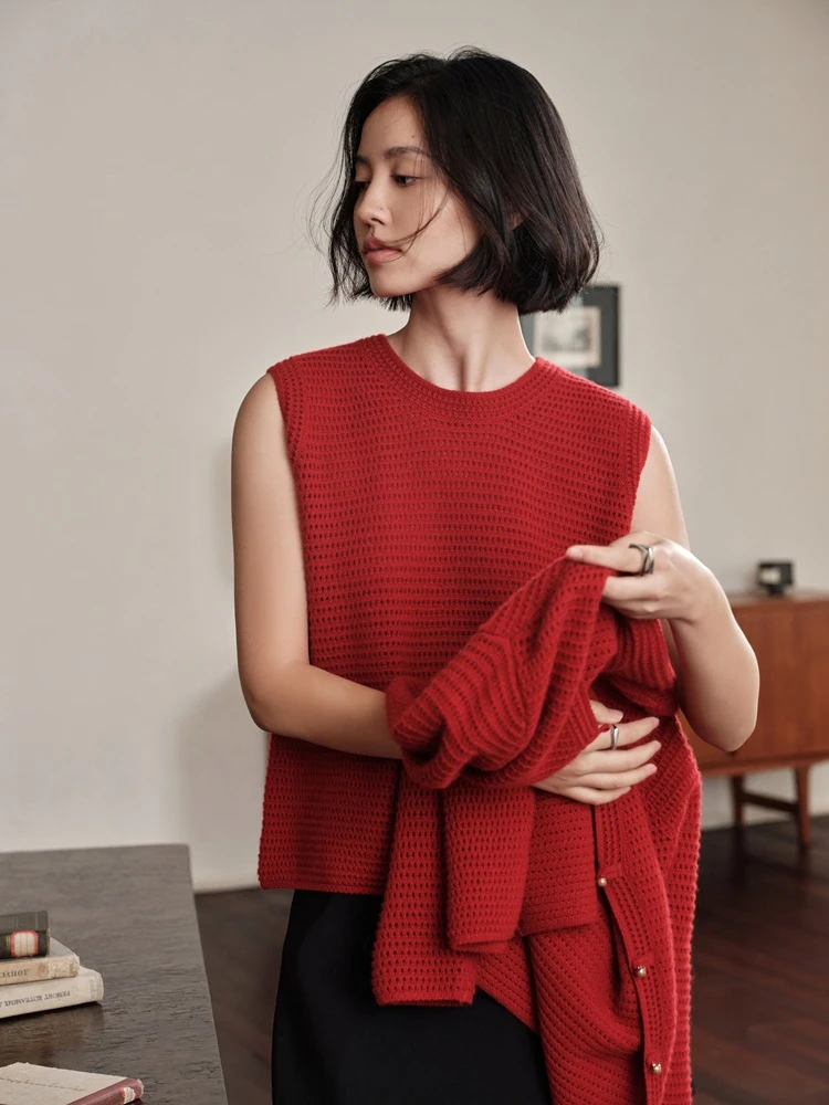 新款针织马甲女时尚背心春秋冬季新款叠穿羊绒衫