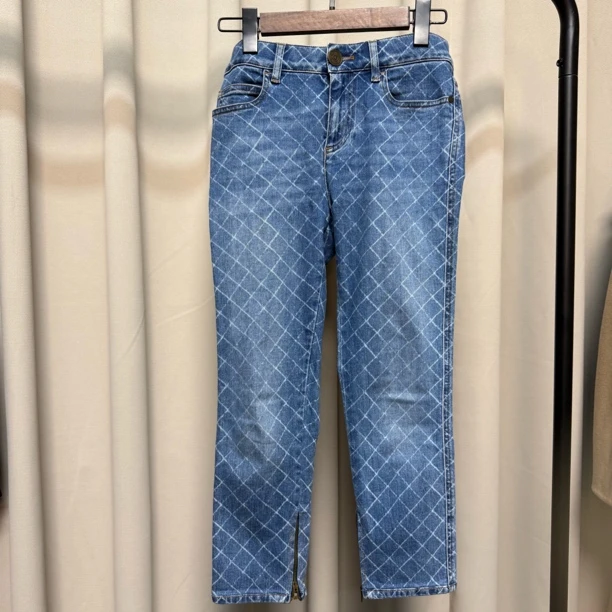 99新 Chanel/香奈儿 腰围36裤长78 34码 菱格牛仔裤 Z0088