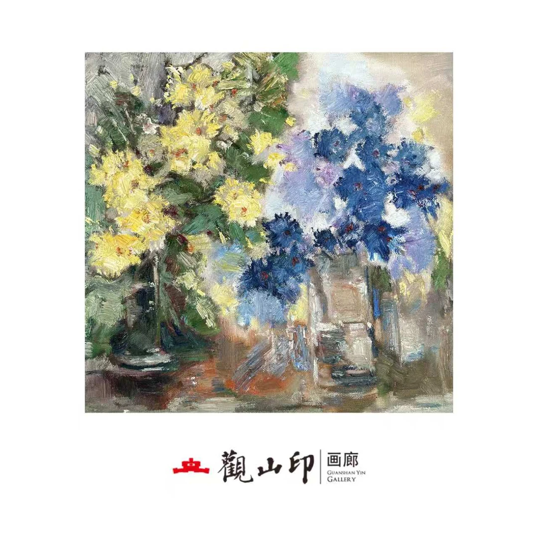 9317原创手绘风景油画44x42cm花卉作品九