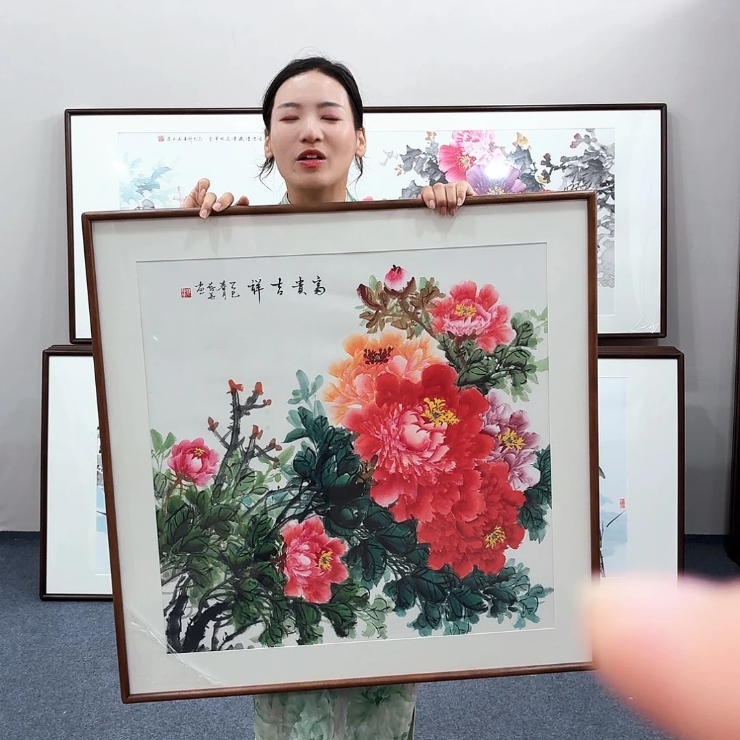 国画手绘作品80×80尺寸