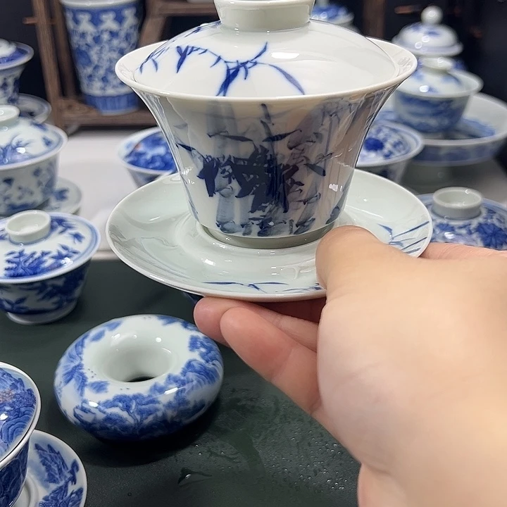 微瑕柴窑国画马蹄大三才