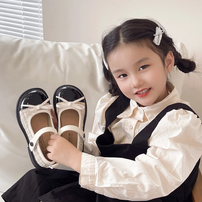 女童小皮鞋2025春秋新款软底洋气小香风公主鞋简约舒适百搭休闲鞋
