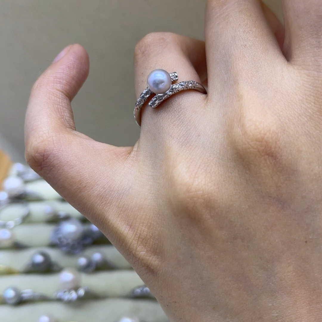 戒指银S925镶嵌海水珍珠