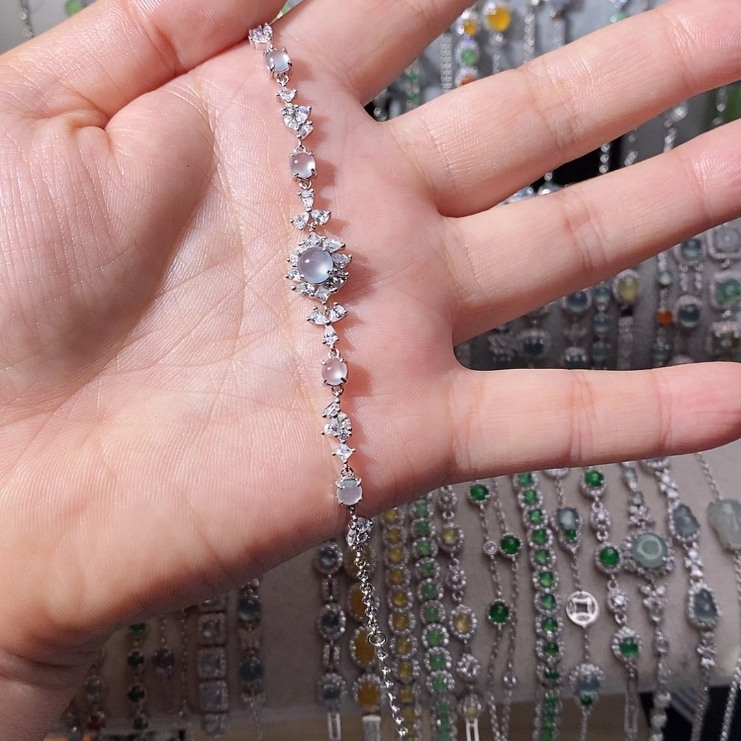 凶****翡翠银S925镶嵌手链