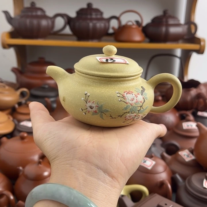 茶壶紫砂120cc本绿半手