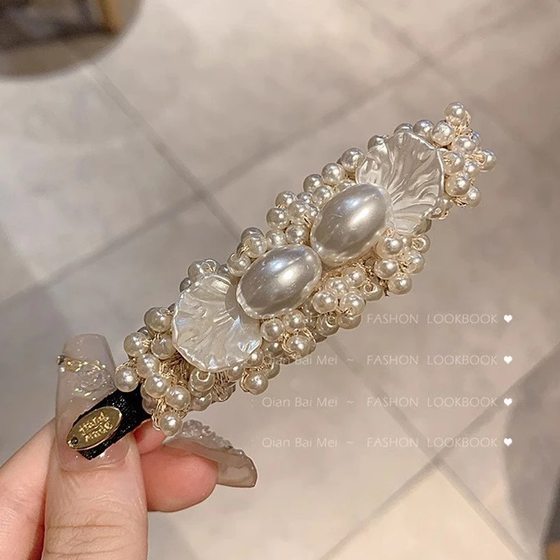 复古重工巴洛克珍珠边夹简约气质发夹顶夹刘海夹子头饰网红碎发卡