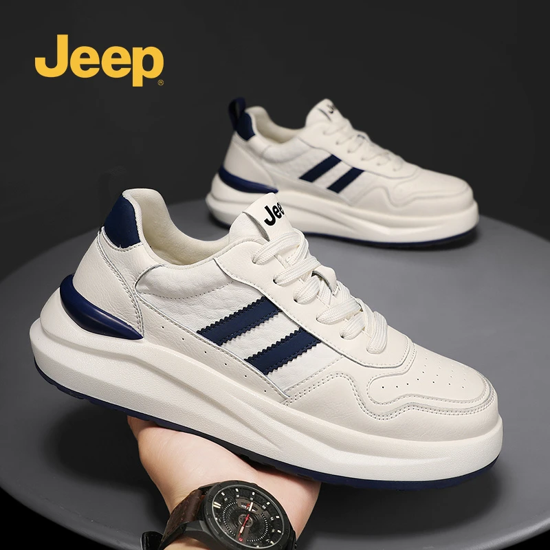 Jeep吉普男鞋2025春季爆款百搭休闲鞋户外运动透气厚底防滑老爹鞋